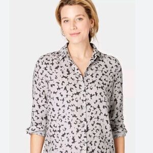 J.Jill Love Linen Essential Shirt Granite Daisy Button Down Small Petite